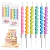 YIMETOP Spiralförmige Geburtstagskerzen-Set, 12 Stück, Party-Kerzen für Kuchen, Macarone, Happy Birthday-Kerzen, bunte Kuchendekorationen, Babypartys, Kuchenkerzen für Mädchen, Jungen, Babys, Frauen