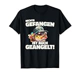 Angel Sprüche Barsch Fischer Angeln Geschenk Fun 'Nichts gefangen ist auch geangelt!' T-Shirt Schwarz Kurzarm Klein Klassische Passform Männer