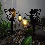 RRXIMHTT Feengarten-Licht, 1/2 Stück, Solar-Feengarten-Dekor-Licht, wetterfeste LED-Schmetterlinge, Flügel, Mädchen, Statue, Deko-Lampe für den Außenbereich, Garten, Hof, Weg, Terrasse, Hof, Rasen, 2