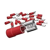 AUPROTEC 50x Flachsteckhülsen 0,5-1,5 mm² rot/Steckbreite 6,3 mm Teilisoliert PVC weiblicher Steckverbinder FDD Kabel-Verbinder aus Messing verzinnt