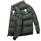 Mens Winter Jacket Pun.ish-er, Steppjacke in Vielen Farben, Geeignet für Outdoor Casual Wandern, Steppjacke(Green,L)