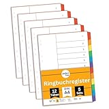 perfect line Ordner-Register DIN-A4, 12-teilig, 5er Set, Karton, MADE IN GERMANY