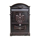 Wandmontierter Briefkasten – Große Kapazität, abschließbarer Metall-Briefkasten für Heimdekoration, Vintage-Sicherheits-Hänge-Briefkasten, Schwarz