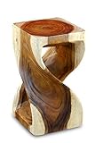 Kinaree Suar Massivholz Beistelltisch Twist – 50 cm Höhe, Farbe Natur – Handgefertigter Holz Beistelltisch aus massivem Suar Holz – Asiatische Möbel mit modernem Design