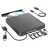 7 in 1 Externes Blu-ray Laufwerk, Unterstützung 100G Lesen und Schreiben Portable Kompatible Blu-ray Brenner, USB 3.0 Typ-C und TF/SD Kartensteckplätze, Geeignet für Windows MacOS für Laptop, Mac