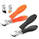 2 Stück schräger nagelknipser, Gebogene Abgeschrägter Nagelknipser, No Splash nagelknipser Mit auffangbehälter, Nagelknipser Fußnägel Mit Breiter, Ergonomischer Schräger Nagelknipser Mit Weiter Backen