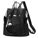 Eshow Rucksack Damen Klein, Anti-Diebstahl Elegant Cityrucksack Tagesrucksack, Kleine 3 in 1 Rucksackhandtasche für Mädchen Und Frauen, Rucksacktasche Modern für Pendeln Schule Arbeit Reise Schwarz