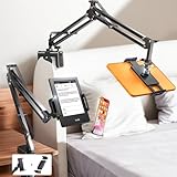 LISEN Tablet Halterung for iPad Halterung Bett, Superflexibel Einstellbar Kindle Halterung Bett Lang Tablet Arm 2 Clips Handy Halterung Bett für Switch Samsung Galaxy Smartphone 4 bis 13 Zoll Geräte