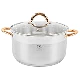 KARL HAUSMANN Kochtopf Induktion- 5L - Ø 24 cm - Edelstahl Topf mit Deckel für alle Herdarten Geeignet - Induktions topf - Edelstahltopf - Suppentopf - Spaghettitopf - Stainless Steel Cooking Pot