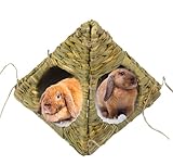 EcoKunst Grashaus für Kaninchen aus Stroh Natürlich Getrocknetes Faltbare Betthütte Bunny House, Spielzeugspielhaus für Hasen, Meerschweinchen, Kleintiere (M (30 x 30 cm))