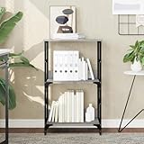 QJBSAVVA Bücherregal Grau Sonoma 50x33x82 cm aus Holzwerkstoff & Stahl, schmales 2-Fächer Standregal im Industrial-Look, platzsparendes Wohnzimmer-Möbel für Büro, Flur & Schlafzimmer