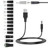Usb Auf Dc Stecker Kabel, Stromkabel Adapterkabel, 13 In 1 Usb A Auf Hohlstecker Ladekabel, Universal Netzkabel Adapterkabel Stromkabel Mit 13 Stecker, Für Router,Rasierapparat,Tv Box,Led Streifen Usw