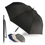 LANGENBERG Regenschirm groß mit [Ø138 CM SPANNWEITE] inkl. automatischer Öffnung - Sturmfest mit stilvollem Griff - XXL Regenschirm Herren und Damen - Stockschirm groß samt Tragehülle