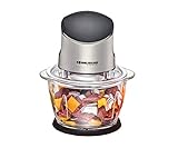 ROMMELSBACHER Multi Zerkleinerer MZ 400 – kraftvoller Motor, 4-flügeliges Spezialmesser aus Edelstahl, 1 Liter Glasbehälter, schwarz/Chrom gebürstet, 400 Watt