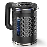 Elektrischer Wasserkocher, leicht zu reinigen 1.7L Glas Wasserkocher elektrisch, leise kochen Wasserkocher mit blauem Licht, Wasserkocher für Tee Kaffee, automatische Abschaltung