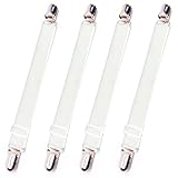 DIAONIAN 4 Stück Lakenspanner,Bettlakenspanner,Bettlaken Spanner,Spanner für Bettlaken,Bettlaken Spanngurte,Betttuchspanner,Bettlakenspanner Verstellbar,für Bettlaken,Sofa,30cm-100cm (Weiß)