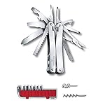 VICTORINOX Multifunktionswerkzeug Swiss Tool Spirit X Plus, 35 Funktionen, Swiss Made, Multitool mit Feststellklinge, inkl. Leder-Etui, Silber