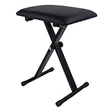 GOPLUS Keyboardbank Keyboardhocker Klavierhocker Pianobank schwarz klappbar 3-stufig höhenverstellbar