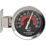 TFA Dostmann Backofenthermometer analog 14.1030.60 zur Temperaturüberwachung des Backofen aus Edelstahl zum Hängen oder Stellen bis 300Degree C Silber