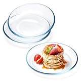 NUTRIUPS Glasteller, 17.8cm Dessertteller Glas, 3 Stück Essteller Glasteller Klein, Geschirr für Spülmaschine und Mikrowelle