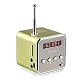 iplusmile Td-V26 Digital Mini Lautsprecher, Tragbare Radios, Mini Stereo mit Fm Mp3 Mp4 Micro Sd/Tf Karte/USB/Disk/Fm, Super Mini Lautsprecher mit 3,5mm Audio-Eingang(Grün)