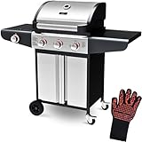 deluxe4home® Gasgrill BBQ Grillwagen mit Deckel I 3+1 Seitenbrenner XXL Grill Rollbar Seitenablage I inkl. Grillhandschuh und Grillthermometer I Rollgrill Standgrill