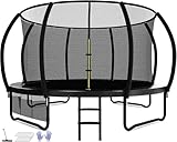 Devoko Trampolin Outdoor Ø 235/305/366/427 cm, vom TÜV Rheinland GS-Zertifikat, Kindertrampolin Gartentrampolin mit Sicherheitsnetz, Rundes Riesentrampolin mit Leiter und Schuhbeutel