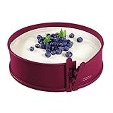 coox Springform mit Porzellanboden ⌀ 26 cm in Dunkelrot, backen und direkt auf der Porzellanplatte servieren und schneiden, kein Umsetzen nötig