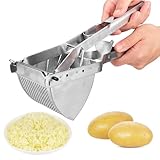 Brevanza Kartoffelpresse Edelstahl Stabil, Potato Ricer, Kartoffelquetsche Aus Edelstahl, Kartoffelpüree Spätzlepresse, Kartoffelpresse Aus Rostfreiem für Gemüsebrei, Kartoffelpüree, Obstsäfte, Püree