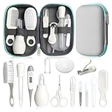 Baby Gesundheitswesen und Pflegeset, Säuglingssicherheitspflege Set mit Haarbürste, Kamm, Nagelknipser, Baby Essentials Kit für Neugeborene Mädchen Jungen (Grau14 in 1)