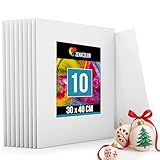 Zenacolor - Canvas Set 10 teilig - Leinwand zum Bemalen 30x40cm - Gemälde auf Leinwand, Acrylmalerei, Ölgemälde, Gouache, Aquarell - 100% Säurefreie Baumwolle.