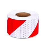 JXAXD Reflektierendes Klebeband 10 cm x 10 m Reflektorband Selbstklebend Wasserdicht Absperrband, Warnaufkleber Reflektierende Aufkleber für Fahrzeuge Autos Anhänger Outdoor(Rot & Weiß)