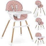 Nukido Hochstuhl Baby Kinderhochstuhl Essstuhl 3in1 Abnehmbares Tablett Verstellbar Sicherheitsgurt Stabil Pflegeleicht Babyhochstuhl Ab 6 Monaten Lilo Weiß Rosa