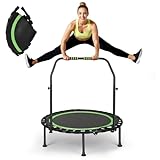 Fitness Indoor Trampolin klappbar ohne Installation | Ø101cm,Mini Trampoline | Tragfähigkeit 150 KG | Stabiler und leiser für Erwachsene (Grün)