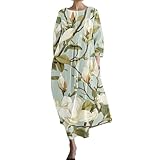 Blitzangebote Bestellungen Anzeigen Kleider Damen Sommer Lang Lässiges, Lockeres Kleid Für Frauen Im -Stil Mit Botanischem Blumenmuster Sommerkleid Schwarz Angebote Des Tages Heute Blitzangebote