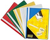 Idena 307007 - Schnellhefter für DIN A4, aus Kunststoff, 10 Stück, 5 Farben, 2 x blau/weiß/gelb/grün/rot