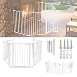 Sonnewelt Kaminschutzgitter 310cm, Kinderschutzgitter, Kamingitter Ofenschutzgitter, Metall Schutzgitter für Kinder, Baby, Türgitter für Kinder-Sicherung 5-teilig Elemente (je 60 x 75 cm) Weiß