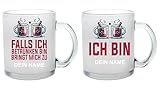 HENKELHELDEN | FALLS ICH BETRUNKEN BIN, BRINGT MICH ZU “Dein Wunschname” – Glühweingläser im 2er Set für Paare, Freunde, Kollegen in klar oder satiniert