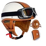 Retro Jet Helmet for Men - German Style Half Shell Motorcycle Helmet ECE Certified with UV Protection Sunglasses - for Chopper, Scooter, Cruiser Bikes (Jethelm, Rollerhelm) 2XL61-62CM
