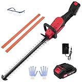 Heckenschere Akku 21V, Leicht Akku Heckenscherec Elektrisch mit akku & Ladegerät, 50cm Schnittlänge, 15mm Zahnabstand, Dual Action Klinge, Heckenschneider für Garten, Sträucher und Randpflanzen