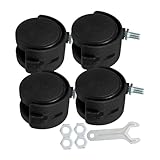 Abaodam 4 Stück Bremse Universalrad Lenkrollen Schwere Ausführung Werkbankräder Feststellbare Stuhlrollen Austausch Der Schreibtischstuhlräder Wagenräder Schwarz Edelstahl