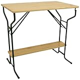 DEGAMO Stehtisch Bartisch Bamberg 70 x 113 cm, Gestell Stahlrohr dunkelgrün, Tischplatte Kiefernholz transparent beschichtet, klappbar, Höhe 110cm