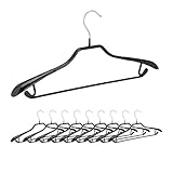 Relaxdays, schwarz Kleiderbügel für Anzüge, 10er Set, Anzugbügel, gummiert, aus Metall, rutschfest, platzsparend, 44 cm, mi PVC-Beschichtung, Pack, 10021077