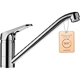 SCHOCK® Küchenarmatur COSMO Chrom I Hochdruck Einhebelmischer mit Festauslauf I 360° schwenkbar I Zeitsparendes Design I Extrastarker Wasserdurchlauf I Standard Norm-Anschlüsse I Einloch-Installation