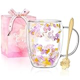 Schöne Trockene Blume Doppelwand Glas Kaffeetasse Herbst Teetasse Mit Griff Isoliert Hitzebeständig Weihnachten Geburtstag Geschenk Für Frauen Beste Freundin Lehrer Mutter Geschenk Neues Zuhause