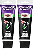 MEM Reparatur-Spachtel, Für Risse und Löcher, Gebrauchsfertig, Innen und Außen einsetzbar, Schnell trocknend, Überstreichbar, Lösemittelfrei, 330 g, Weiß (Packung mit 2)