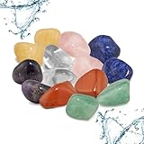 Große Wasserstein-Mischung | 100% natürliche Trommelsteine | Heilsteine Set mit den 7 beliebtesten Chakra Steinen | 300g Edelsteine für Trinkwasser | Premium Wassersteine zur Wasseraufbereitung (300g)