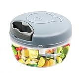 Zwiebelschneider 500ml, Zwiebelschneider Manuell mit 3 Edelstahlklingen, Zwiebel Zerkleinerer Edelstahl, Multizerkleinerer Manuell, Vegetable Chopper,Zwiebelschneider mit Seilzug Zwiebelhacker