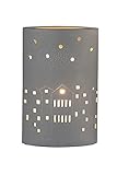 GILDE Deko Lampe Tischleuchte - Motiv: Häuser City - aus Porzellan grau - Fassung E 14, max 40 Watt - Höhe 27 cm