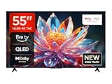 TCL 55T6C 55 Zoll QLED 4K HDR Fernseher, Smart Fire TV mit Dolby Vision & Atmos, HDR10+, Sprachbefehl Funktion & Ask Alexa